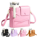 Axyaa Leather Water Bottle Crossbody Bag Large Capacity Universal Holder