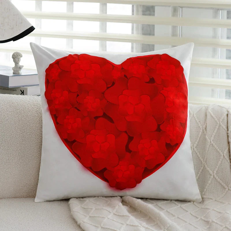 Axyaa Romantic Valentine's Day Short Plush Cushion Cover 45x45cm