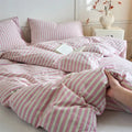 Axyaa Luxury Cotton Stripe Duvet Cover Set - Yarn-Dyed Bedding Set
