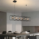 Axyaa Nordic Iron Glass Chandelier Industrial Style Simple Square Living Room Light
