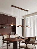 Axyaa Walnut UFO Chandelier: Modern Minimalist Pendant Lamp for Dining Room & Bedroom