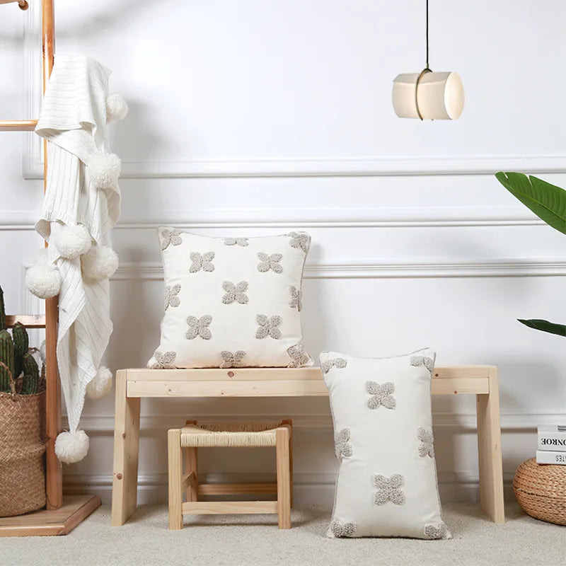 Nordic Style Beige Loop Cushion Covers for Home Decor by Axyaa