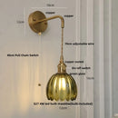 Axyaa Smoke Gray Glass LED Wall Light Fixture with Pull Chain Switch, Minimalist Design