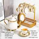 Axya Elegant Bone Coffee Set for 6 - European Style Noble Tea Pot & Cups