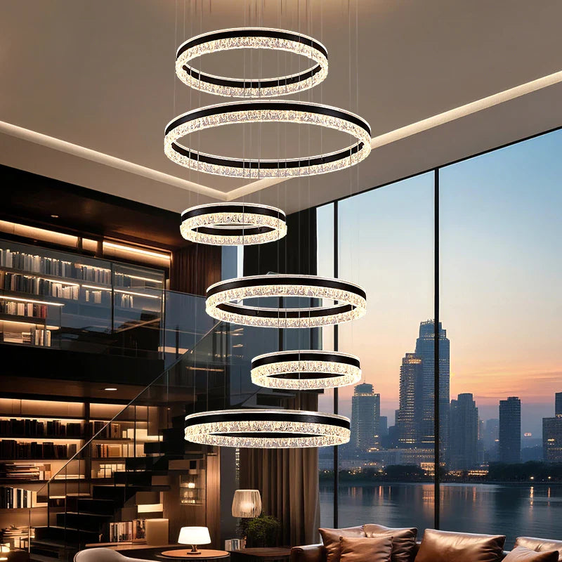 Axyaa Stainless Steel LED Chandelier for Nordic Home Decor & Dining Room Lighting