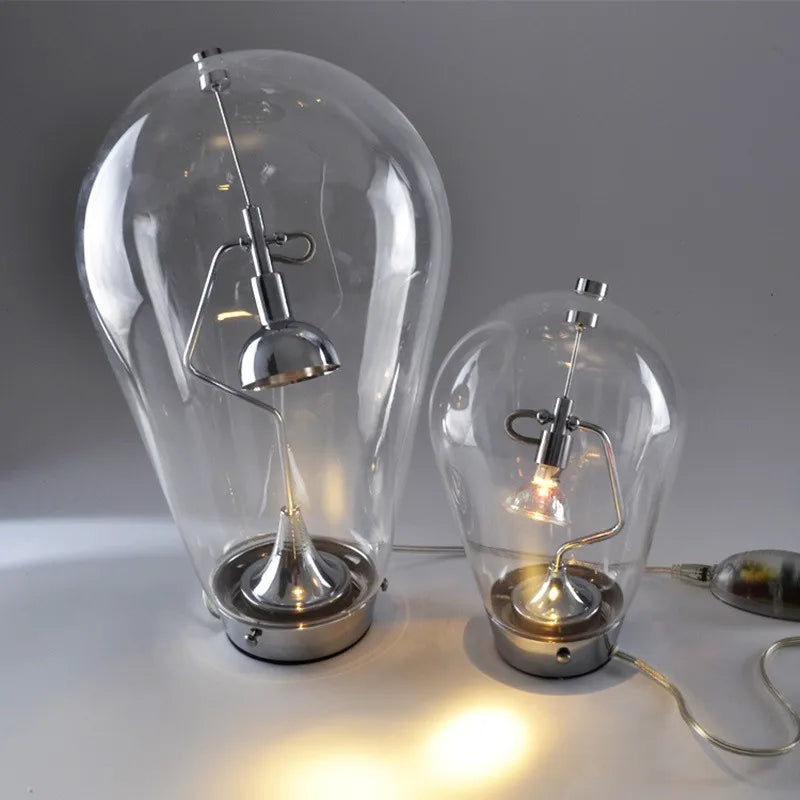 Axyaa Chrome Toso Glass Balloon Table Light, Adjustable Modern Lighting for Home, Bedroom, Kitchen, Bar
