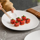 Axyaa White Ceramic Salad Plate Set for Molecular Cuisine and Fine Dining