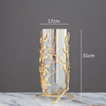 Axyaa Gold Metal Frame Glass Vase with Rattan Branches - Home Decor & Flower Arrangement