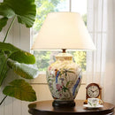 Axyaa Countryside Floral Ceramic Table Lamp: Handmade Rustic Bedroom Decor Warm Light