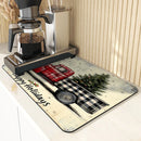 Axyaa Christmas Kitchen Drying Mat Absorbent Dish Placemat