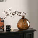 Axyaa Brown Glass Vase for Hydroponics Plants, Table Decoration, Room Aesthetic
