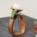 Axya Walnut Flower Ware: Solid Wood Glass Vase Stand for Creative Plant Arrangement