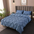 Axyaa 3D Pinch Pleated Duvet Cover Set 240x220 Solid King Queen Size Bedding Pillowcases