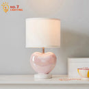 Axyaa Pink Ceramic Heart Shaped LED Table Lamp for Princess Room