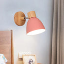 Axyaa Nordic Wood LED Iron Wall Lamp Modern Bedroom Sconce Fixture