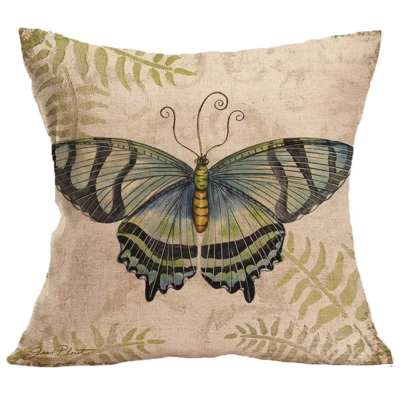 Axyaa Butterfly Pattern Linen Cushion Sleeve for Home Living Room Bedroom Sofa Car