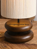 Axyaa Walnut Wood Bedside Table Lamp - Retro Design for Bedroom and Living Room