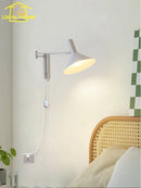 Axyaa Swing Arm LED Wall Lamp Cream Wind for Bedside Reading