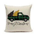 Axyaa Christmas Pickup Trucks Linen Cushion Covers 45x45 for Modern Home Decor
