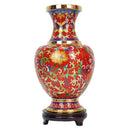 Axyaa Lotus Cloisonne Vase: 10-inch Copper Room Decor with Thick Tire and Intricate Pattern