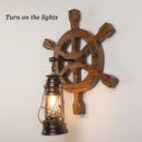 Axyaa Wood Rudder Wall Lamp: Retro Industrial Vintage Design for Restaurant, Cafe, Bedroom