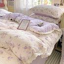 Axyaa French Lace Double Four-Piece Bedding Set with Wrinkled Yarn - 3-Piece Optional