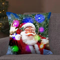 Axyaa LED Retro Santa Christmas Lights Pillowcase Home Decor 45x45
