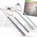 Axyaa Stainless Steel Cutlery Set: 2Pcs Spoons & Chopsticks Flatware Set