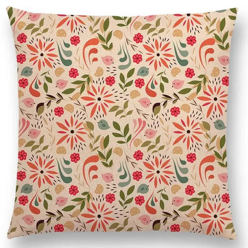 Axyaa Botanical Floral & Butterfly Cushion Cover - Home Decor Sofa Pillow Case