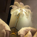 Axyaa Ostrich Feather Nordic Floor Lamp Gold Resin Tripot Luminaire