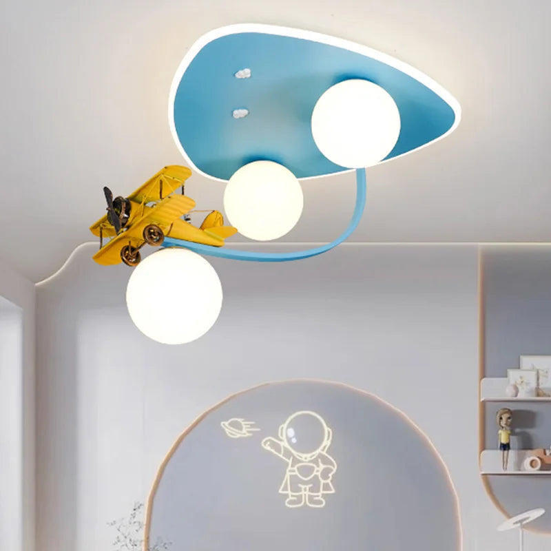 Axyaa Kids Yellow Airplane Ceiling Lamp for Bedroom, Nursery & School