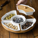 Axya Rotating Platter with Wooden Lid - Dried Fruit Tray & Snack Platter
