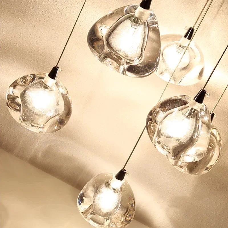 Axyaa Water Droplet Crystal LED Chandelier, Modern Luxury Pendant Light