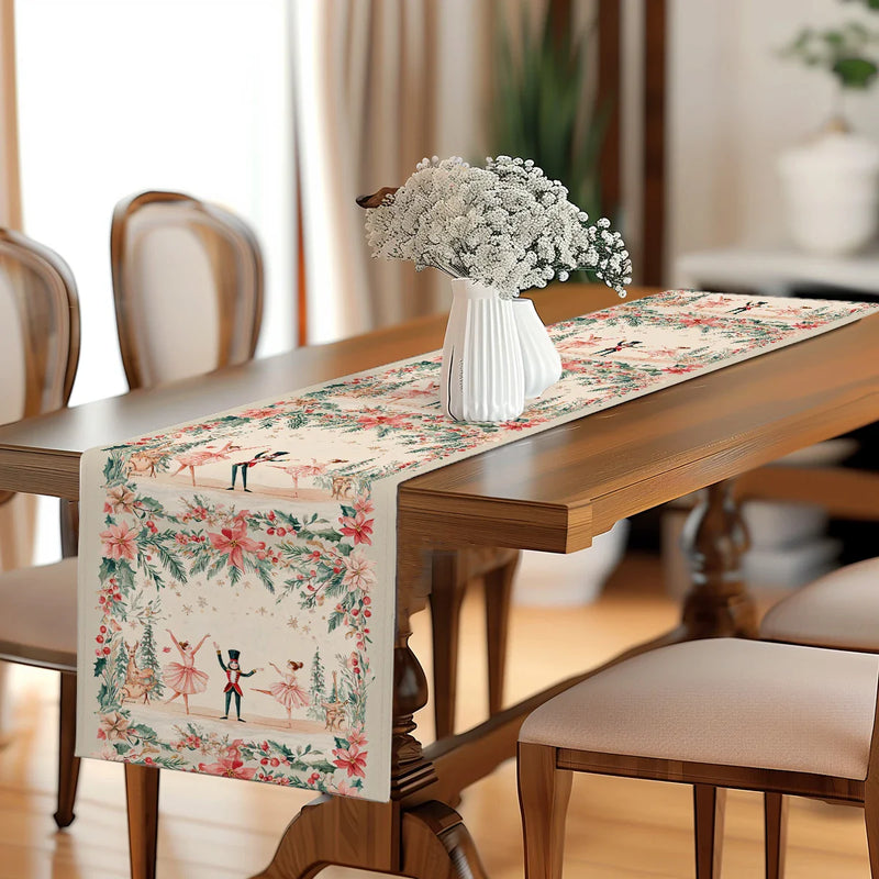 Nutcracker Holiday Table Runner by Axyaa - Festive Dining Room Decor