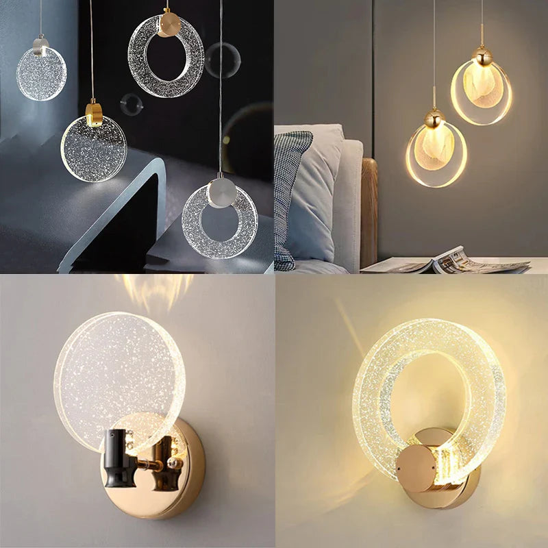 Axya Bubble Crystal Pendant Lights - Nordic LED Hanging Lamps for Living Room, Bedroom, Dining Area