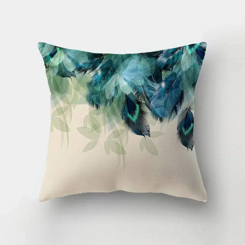 Axyaa Cartoon Dogs Feather Print Pillowcase Home Decor Sofa Seat Cushion Cover