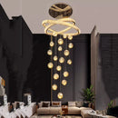 Axyaa Crystal Chandelier Stair Pendant Lamp Living Room Pendant Lights