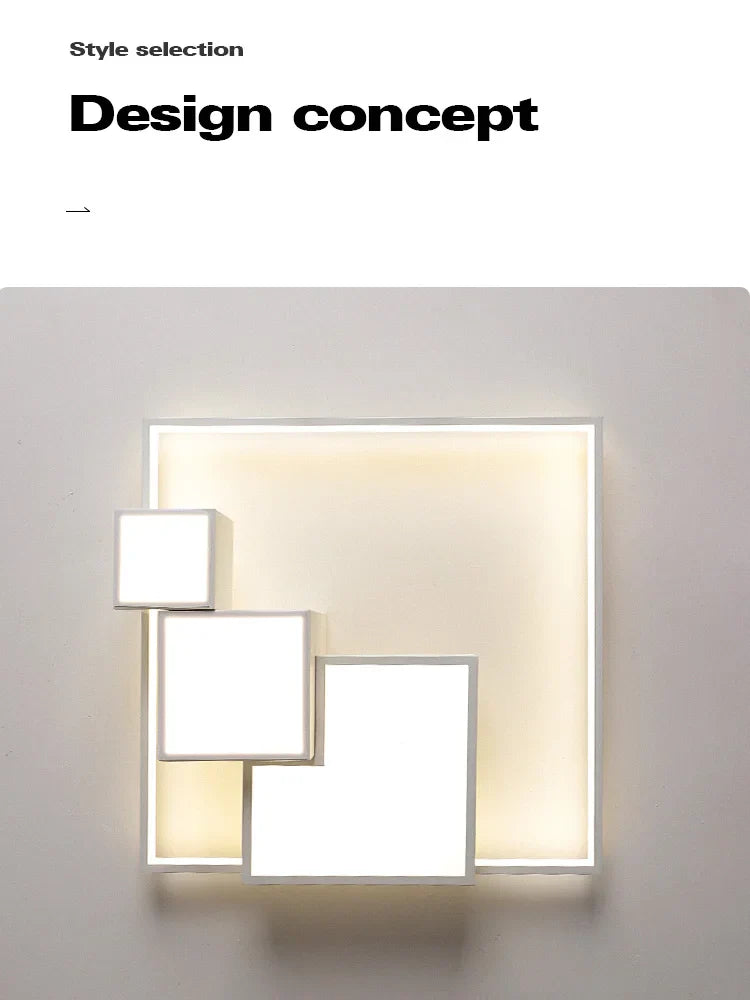 Axyaa Nordic Square Ceiling Lamp Modern Minimalist Master Bedroom Lighting