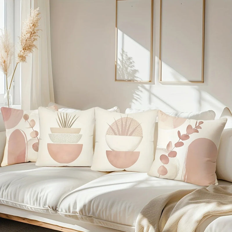 Geometric Leaf Pattern Pillow Cover for Bohemian Home Decor - Axyaa
