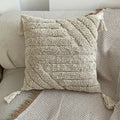 Moroccan Beige Fringe Tufted Pillow Case for Chic Home Decor by Axyaa