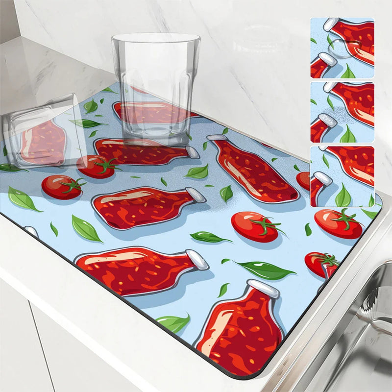 Axyaa Silicone Dish Drying Mat - Non-slip Heat Resistant Kitchen Counter Pad