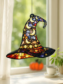 Axyaa Witch Hat Moon Floral Sun Catcher Wall Decor for Home Garden