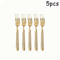 Axyaa Stainless Steel Cutlery Set, 5pcs Steak Fork Knife Spoon for Banquets