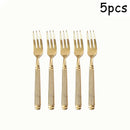 Axyaa Stainless Steel Cutlery Set, 5pcs Steak Fork Knife Spoon for Banquets