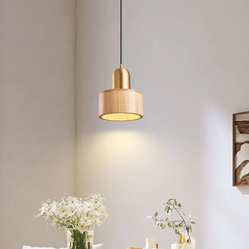 Axyaa Nordic LED Pendant Lamp Walnut Copper Hanging Light Fixtures