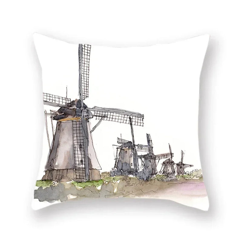 Axyaa World Buildings Printed Cushion Covers