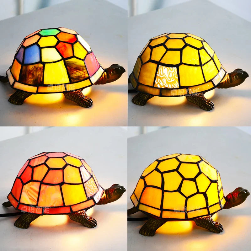 Tiffany Glass Turtle Night Light Lamp for Kids Room Desk Decor Axyaa Brand