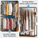 Axyaa L-Shaped Clothes Rack with Storage Shelves and Hanging Rods