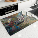 Axyaa Watercolor Buildings Drying Mat
