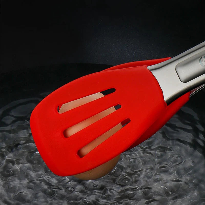 Axyaa Silicone Hollow Head BBQ Tongs for Home Cooking Essentials